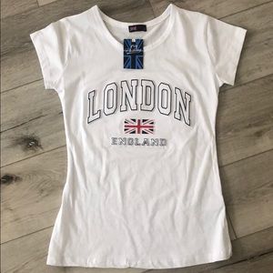 New London England White T Shirt XL Slim Fit